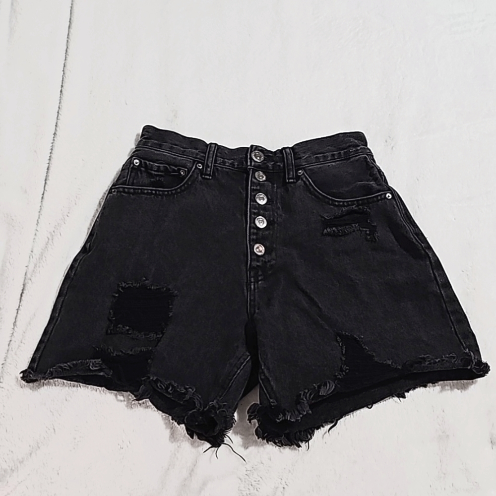 High waisted cotton shorts